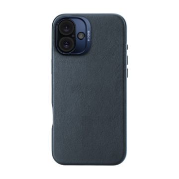 Coque en cuir iPhone 16 Plus Bleu