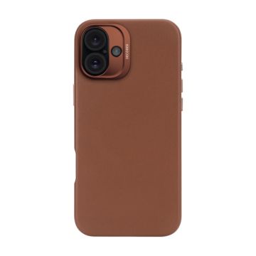 Coque en cuir iPhone 16 Plus Tan