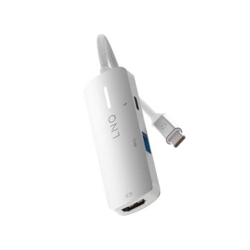 Hub multiport USB-C HDMI 3-en-1 140W Gris/Blanc