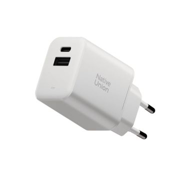 Chargeur rapide GaN PD 45W 1C + 1A Blanc